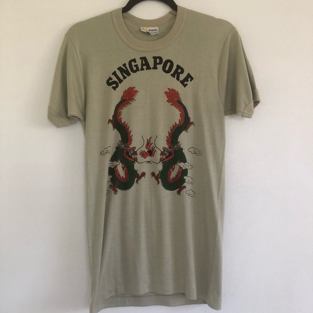 Vintage Authentic Golden Wheel Dragon Graphic Tee.